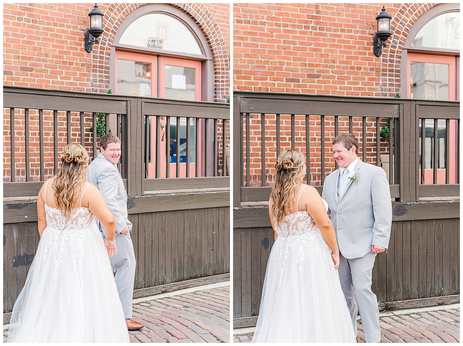 first look with bride and groom in Wilmington, NC