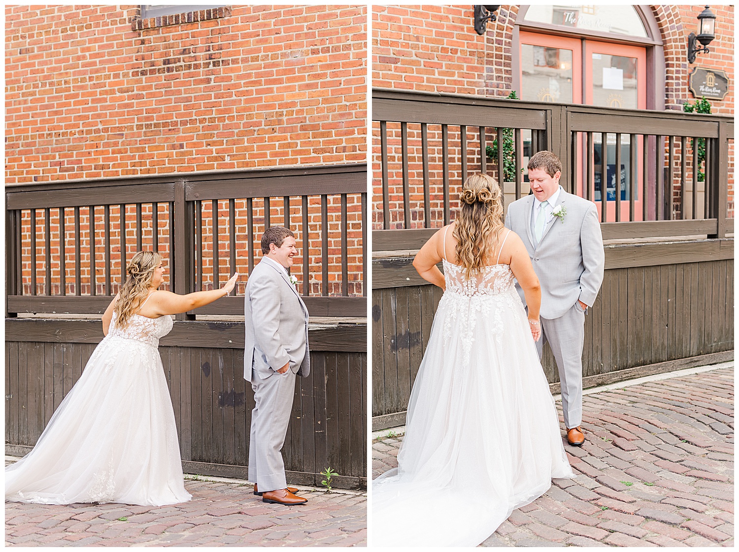 first look with bride and groom in Wilmington, NC