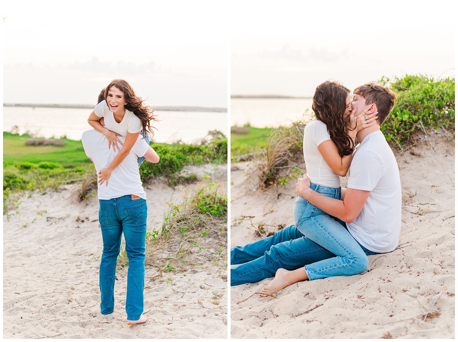 Kure Beach engagement session during golden hour