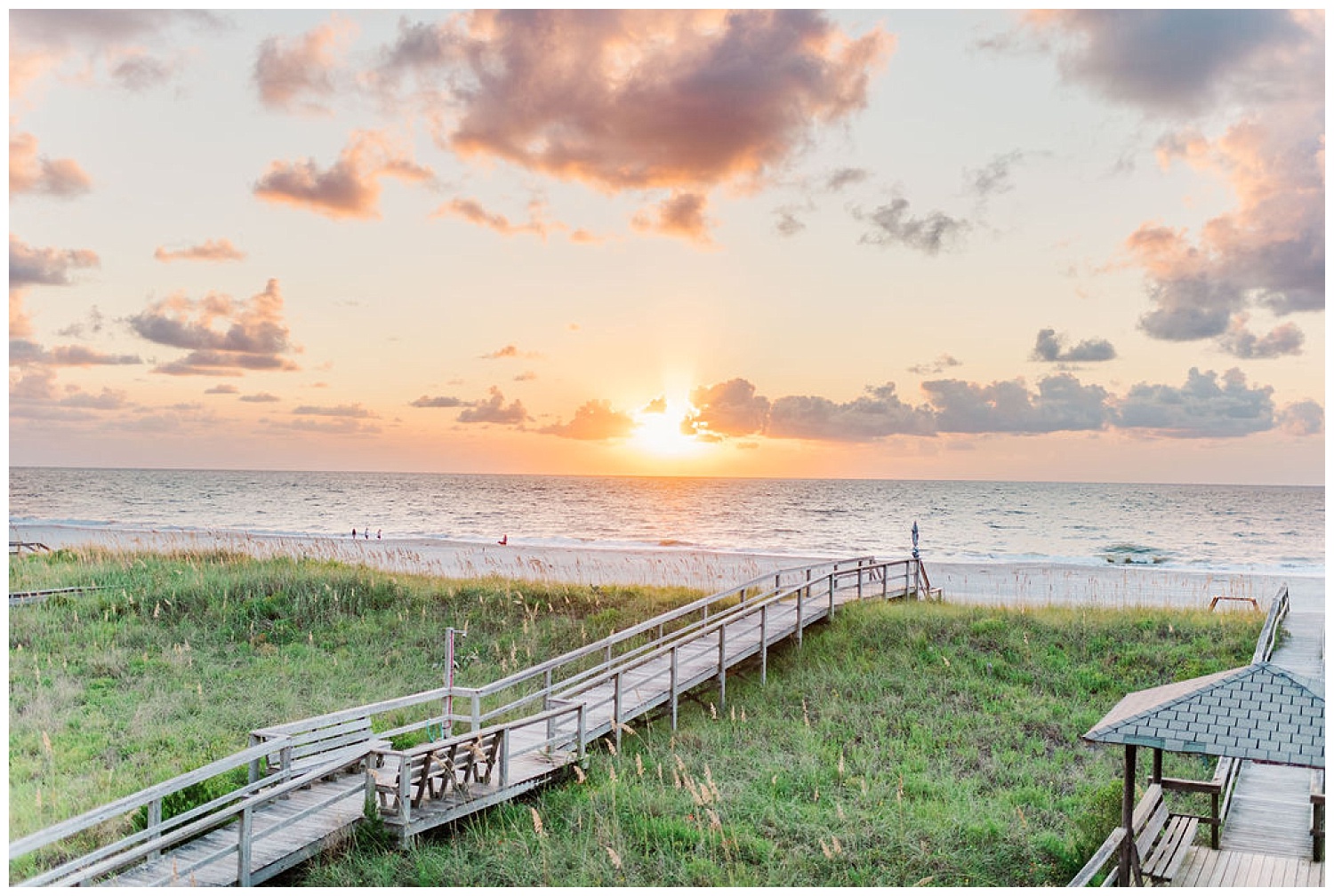 view of the beach and sunrise at Carolina Beach in North Carolina