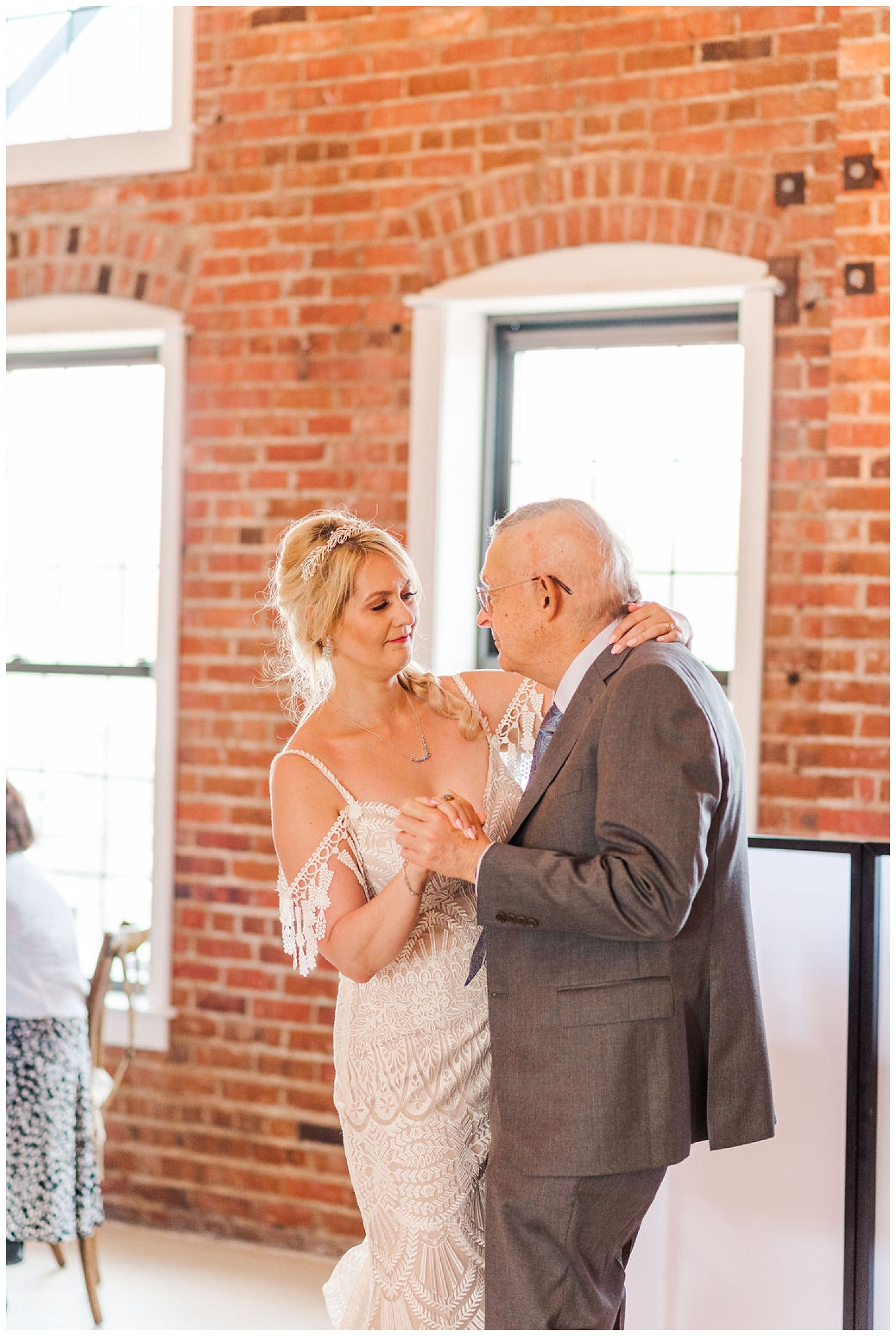 bride having a dance with her dad at wedding reception in North Carolina
