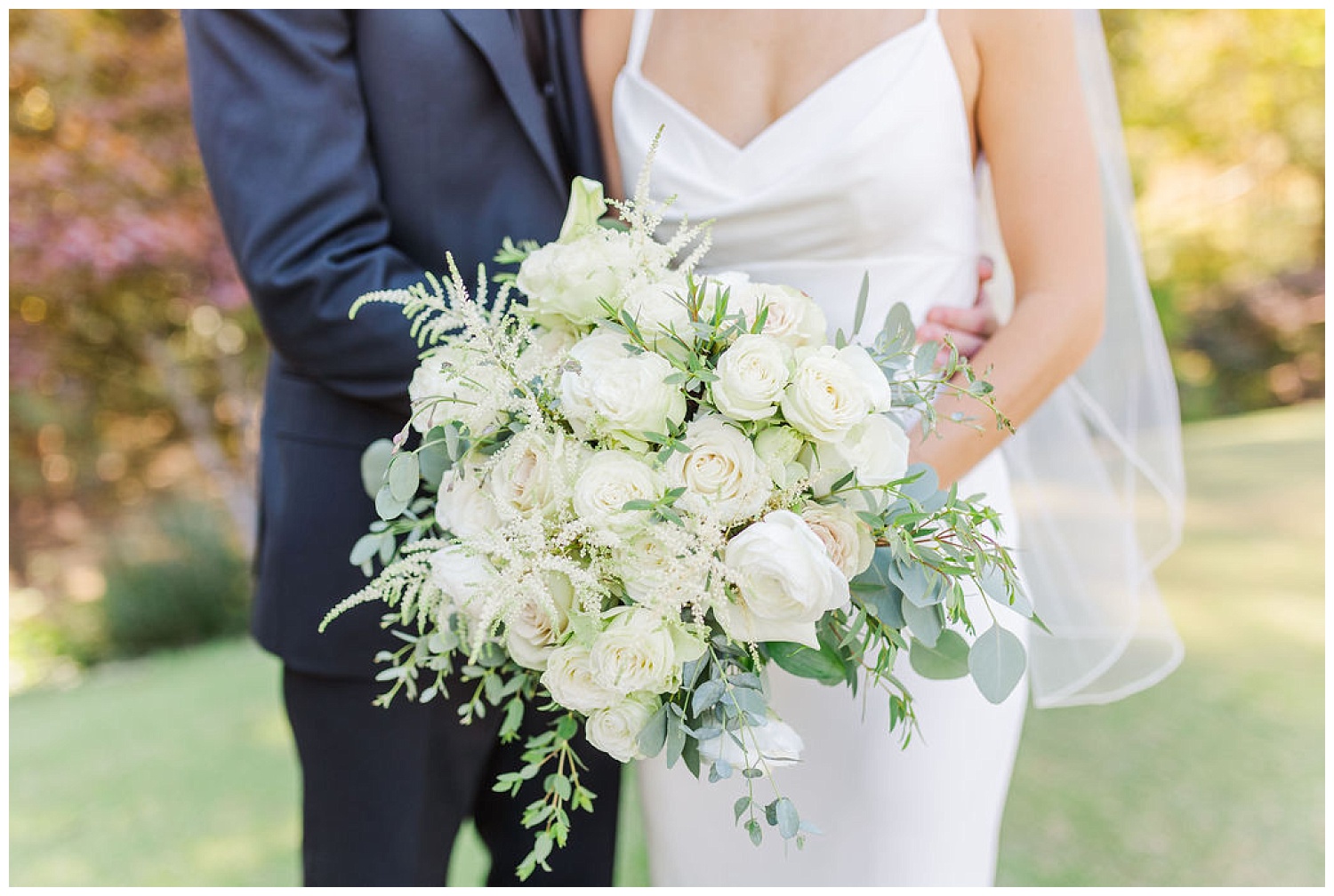 close up details of bride's bouquet