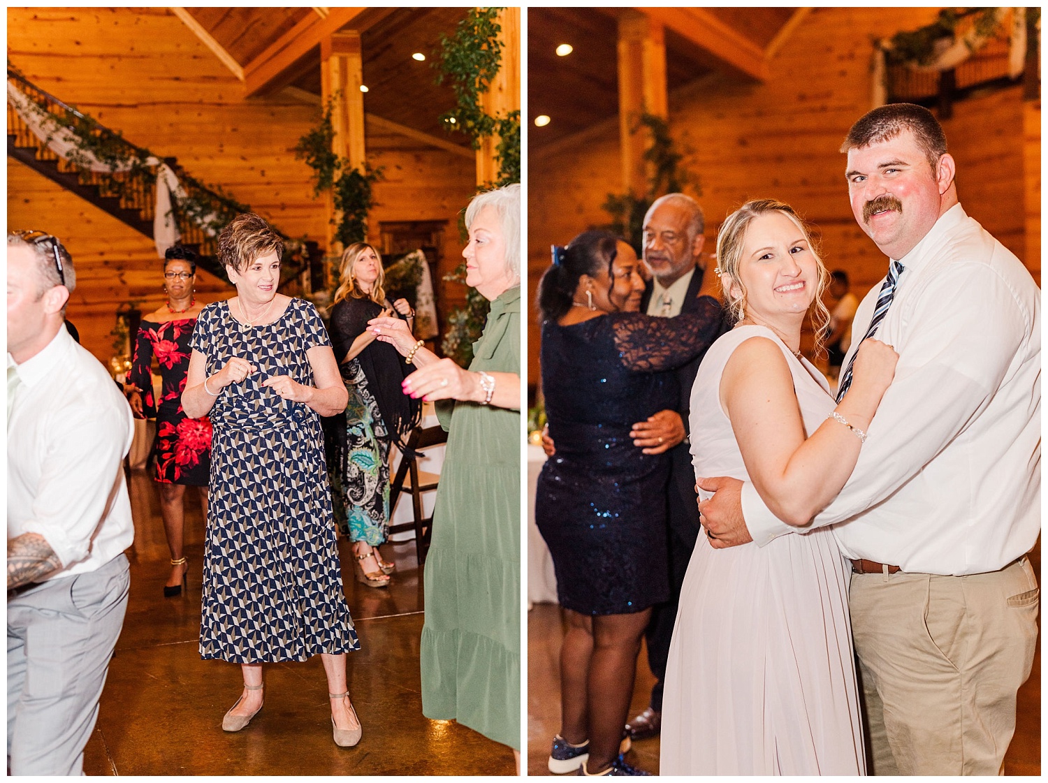 wedding guests dancing at reception at The Carolina Barn