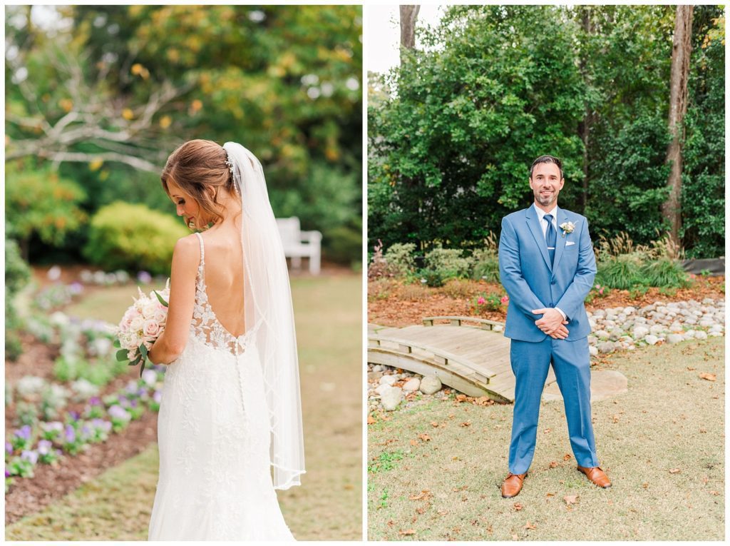 bride and groom portraits at New Hanover County Arboretum in Wilmington, NC