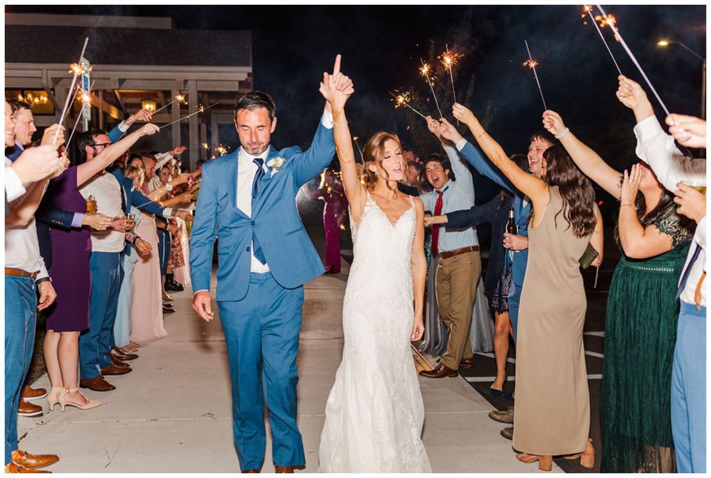 sparkler exit with bride and groom at Pine Valley Country Club wedding reception