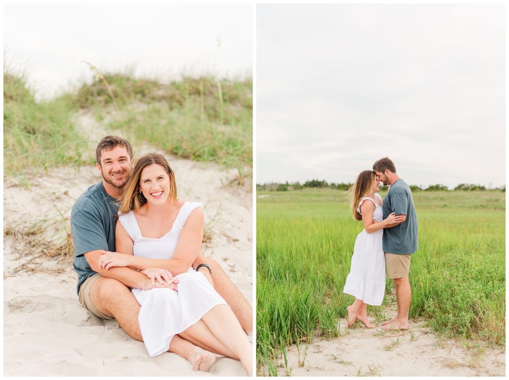 engaged couple on the beach in North Carolina