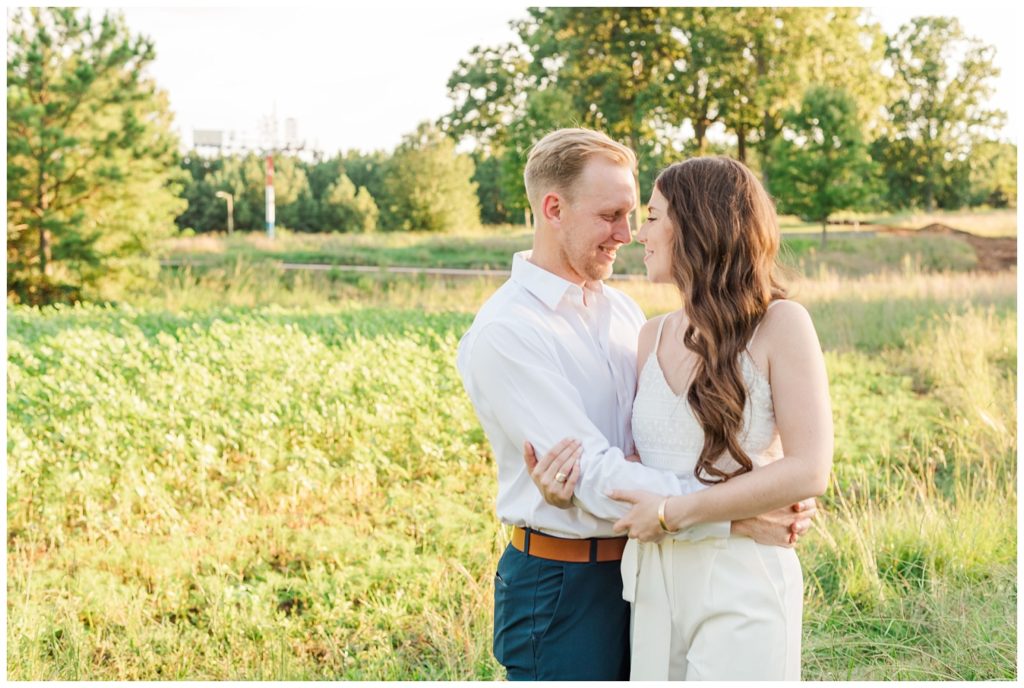 engagement session in a field in North Carolina