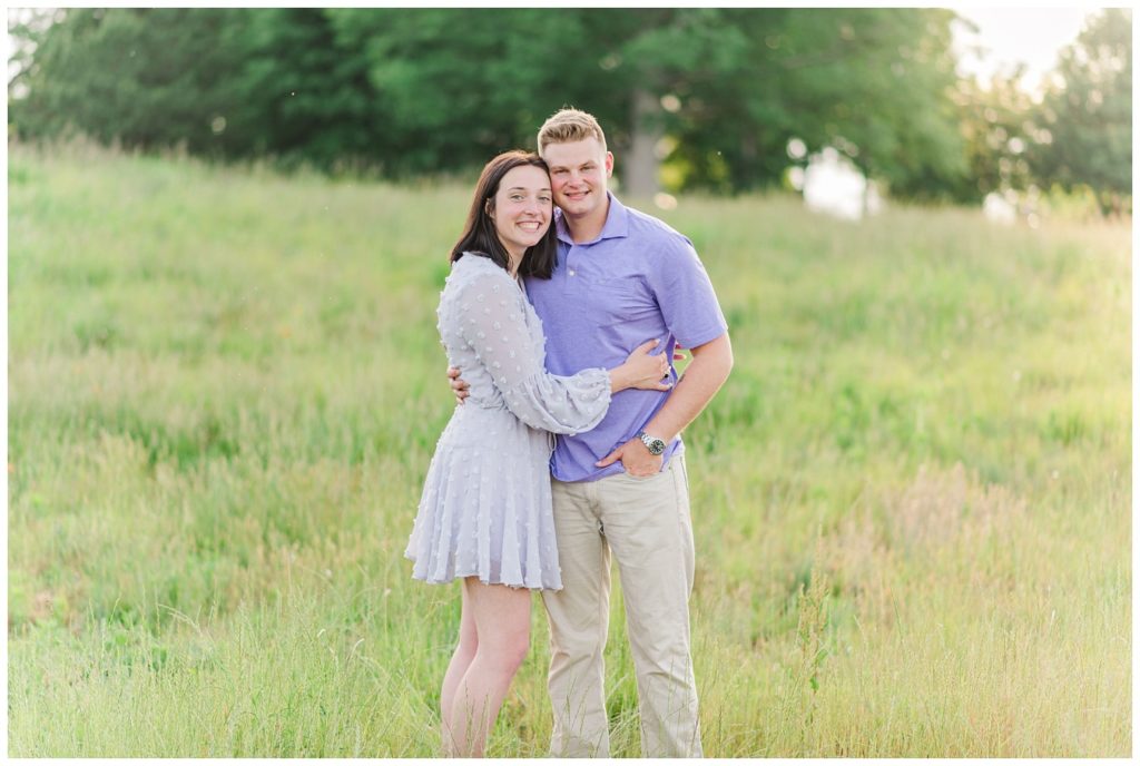 Wilmington, NC wedding photographer shooting field engagement session 
