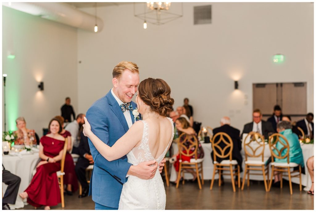 bride and groom first dance at fall wedding in Raleigh