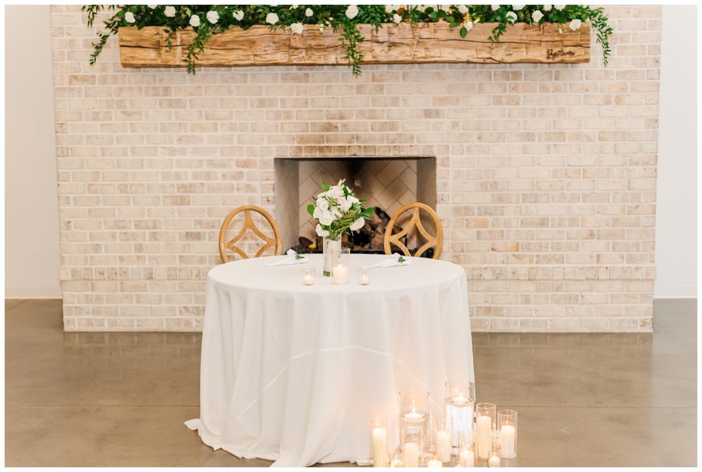 sweetheart table at fall wedding reception 