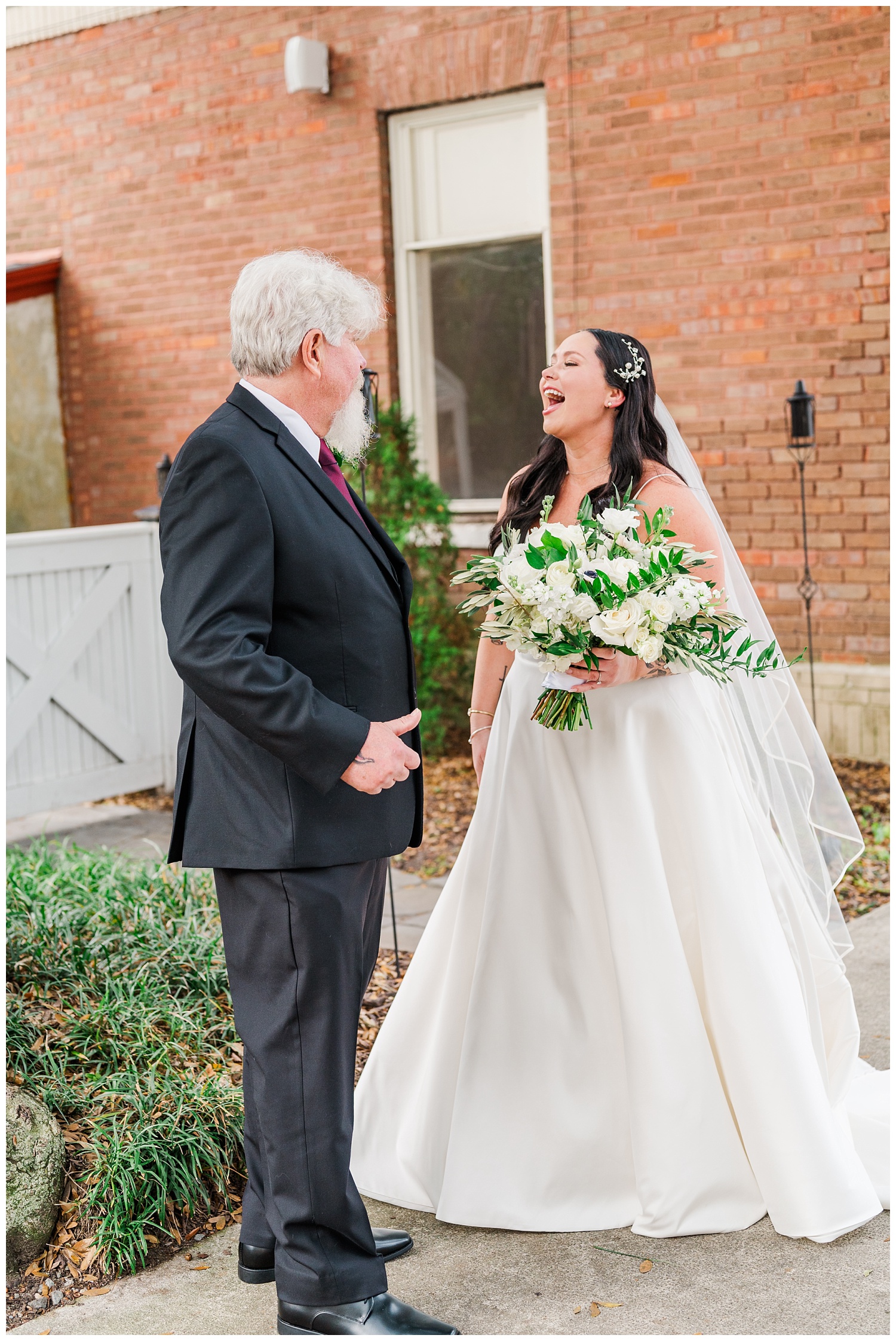 first look with bride and her dad at Station No.2 in Wilmington