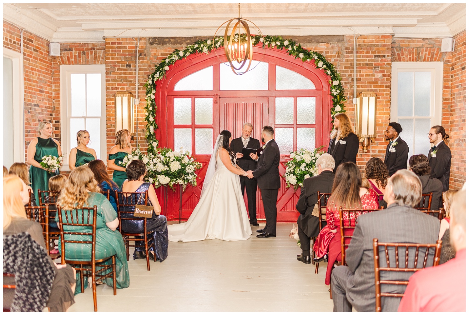 winter wedding ceremony at downtown Wilmington NC venue