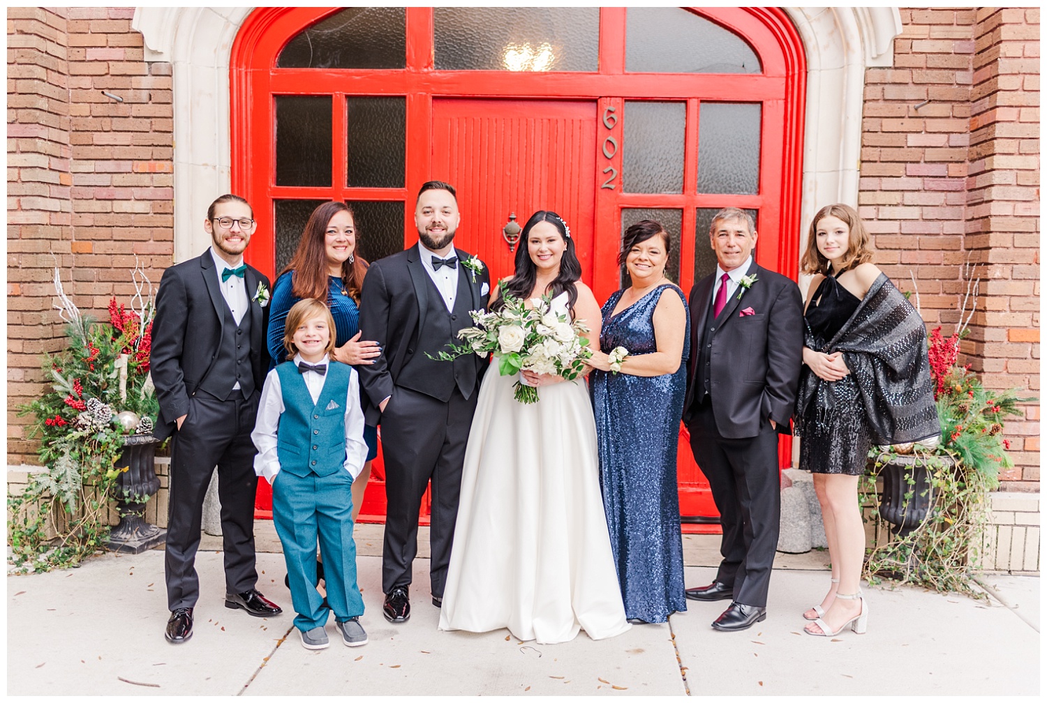 family portraits at Station No.2 wedding venue in Wilmington 