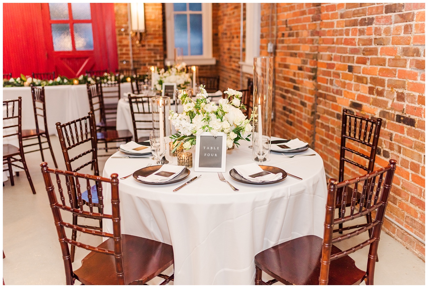 reception details at downtown Wilmington wedding venue