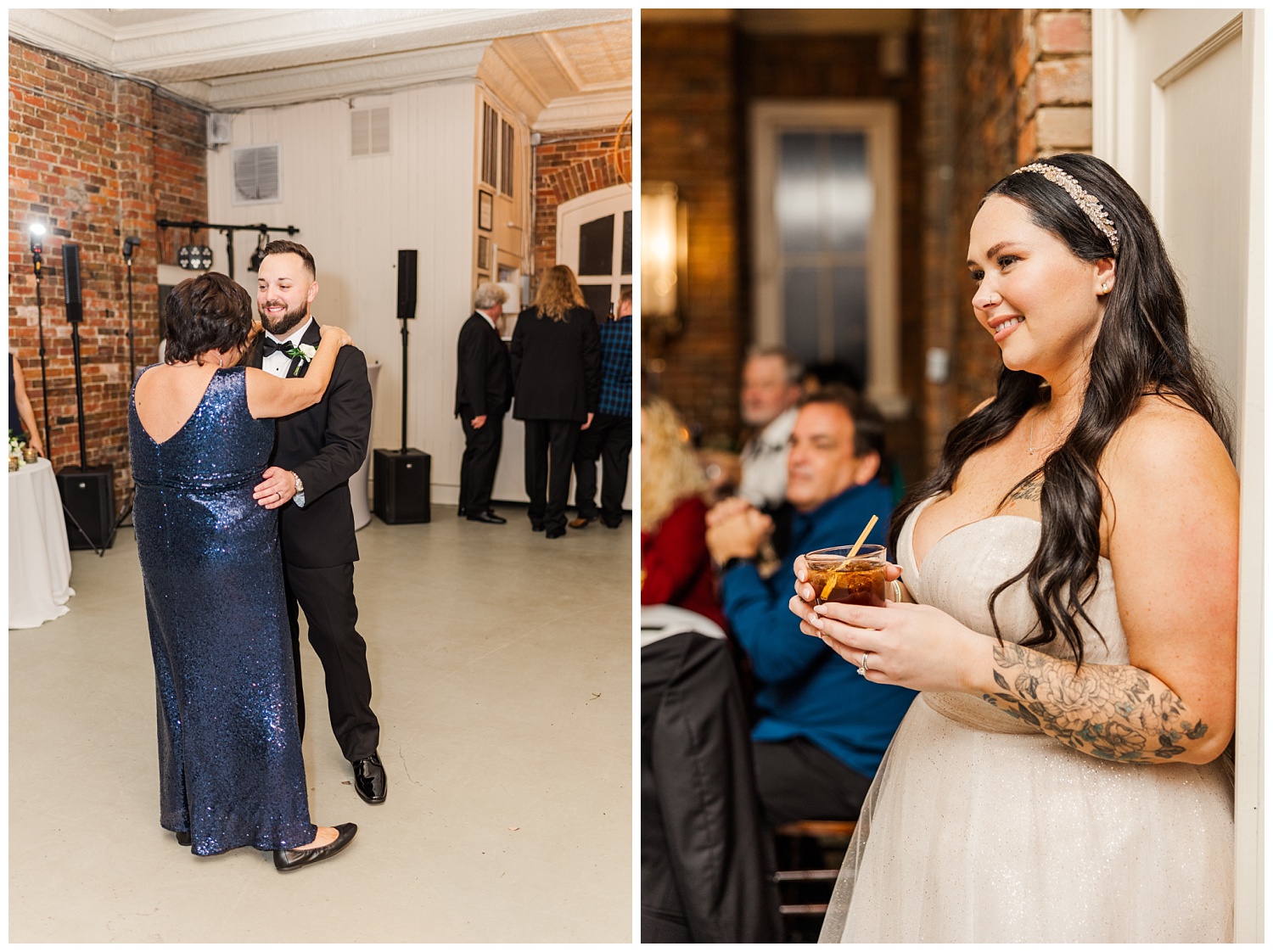 groom and mom dance at Station No.2 wedding venue in Wilmington