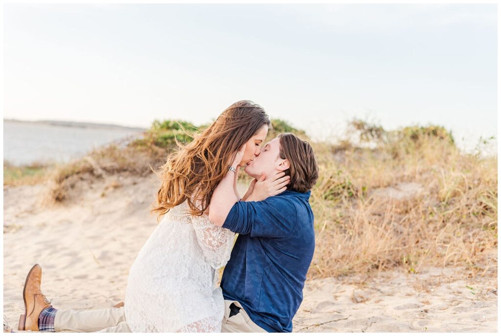 spring engagement pictures at Kure Beach, NC