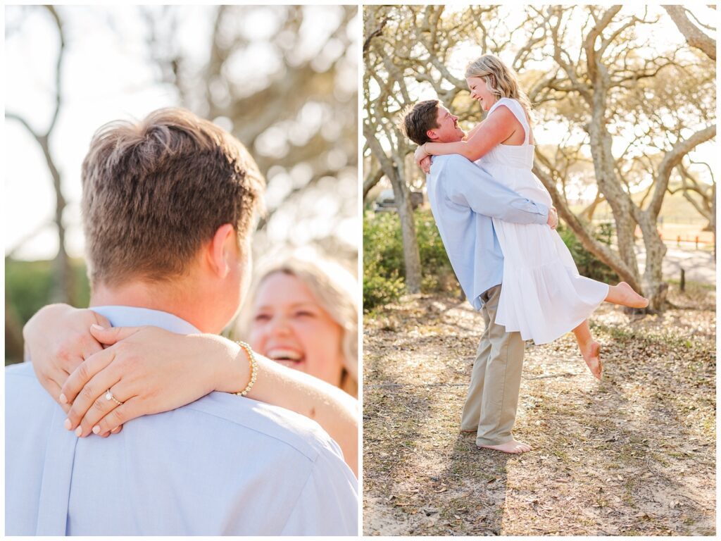 beach engagement session at Fort Fisher