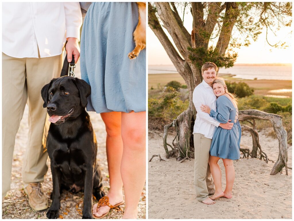 puppies at beach engagement session at Fort Fisher, NC