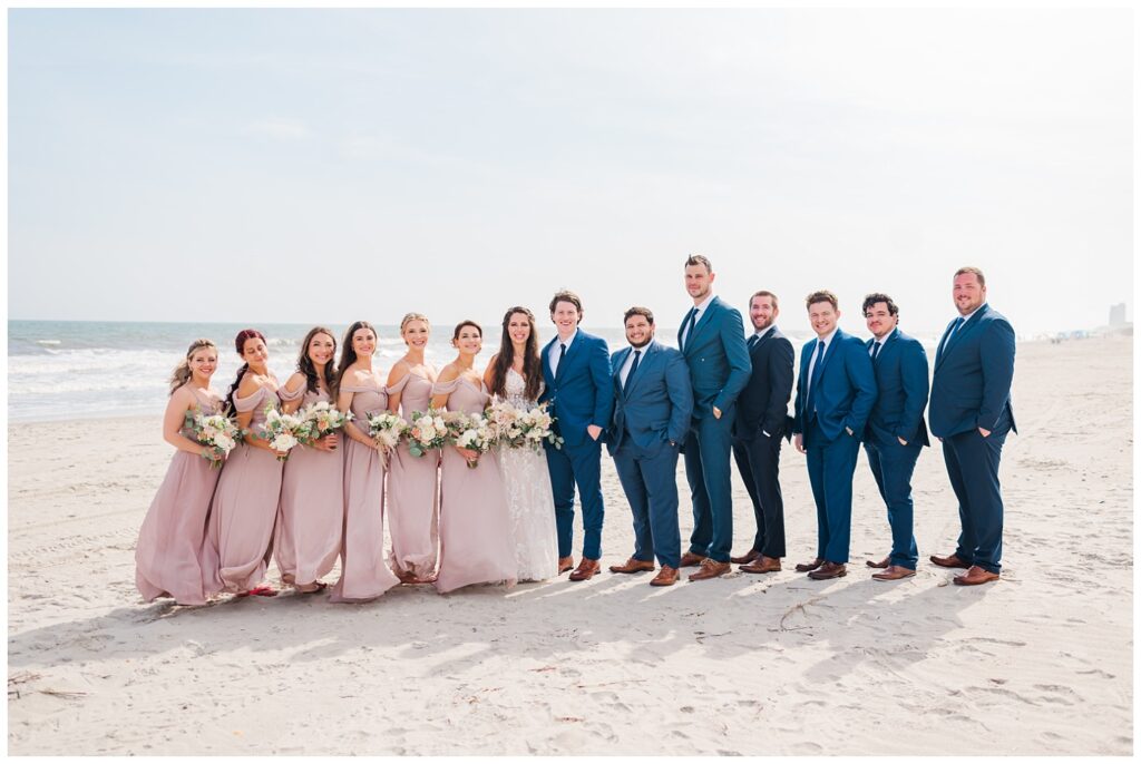 bridal party on the beach at Ocean Isle wedding