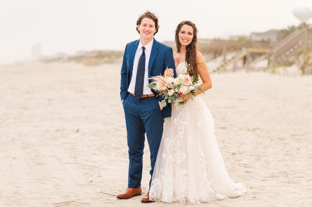 bride and groom on the beach at Ocean Isle