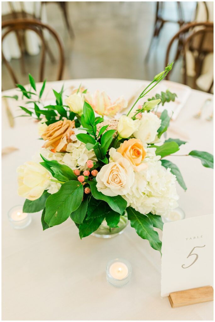 floral centerpieces at North Carolina wedding venue