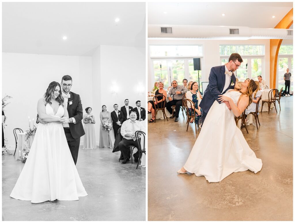 first dance for bride and groom at Upchurch venue