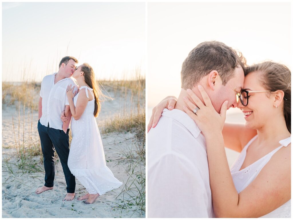 married couple posing for photos at summer session in Wrightsville Beach