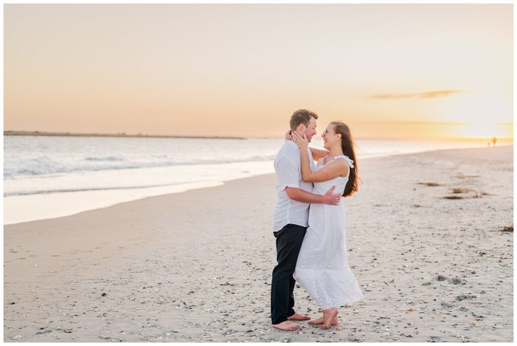 couples session at sunset on Wrightsville Beach