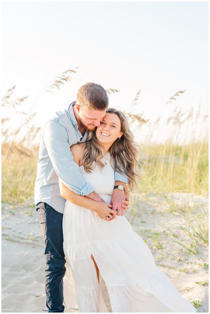 summer engagement session on the beach at Oak Island, NC