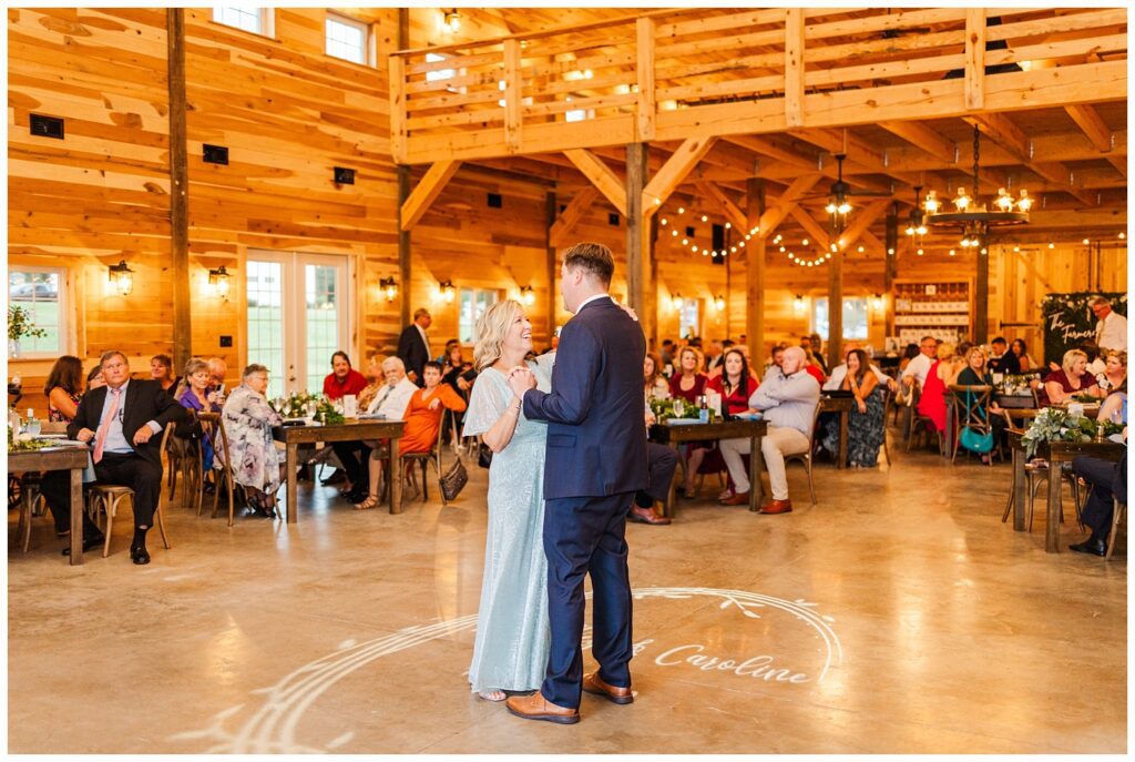 groom dancing with his mom at The Barn at Mattiponi Springs venue