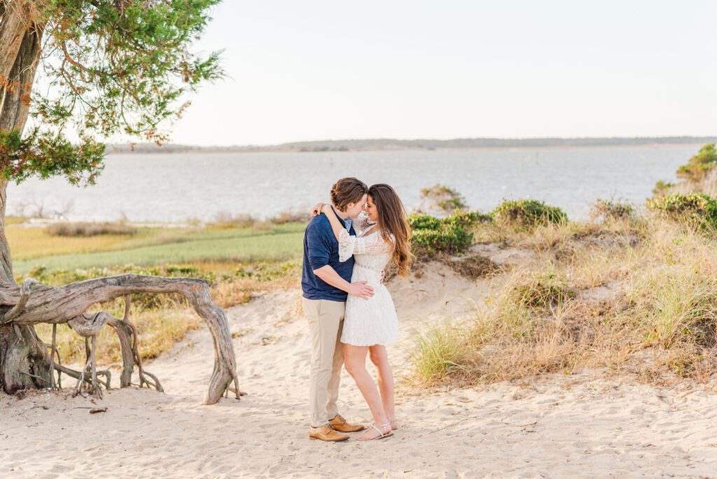 spring engagement session on the beach at Fort Fisher, NC
