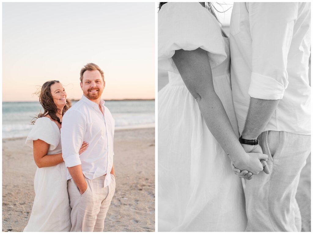 spring engagement session at Wrightsville Beach on the sand