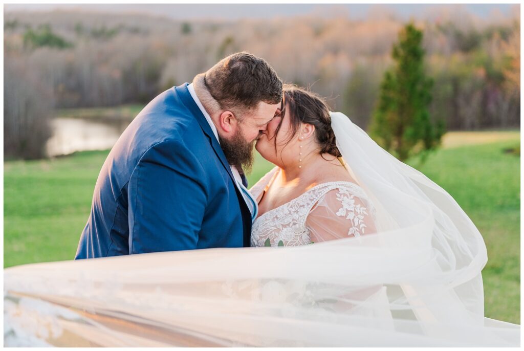 couples' portraits at the Glass Hill Venue for spring wedding in Virginia 