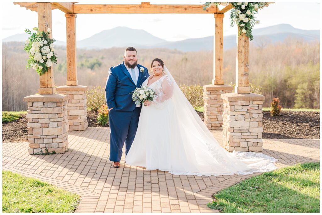 bride and groom posing together at the Glass Hill Venue in Virginia 