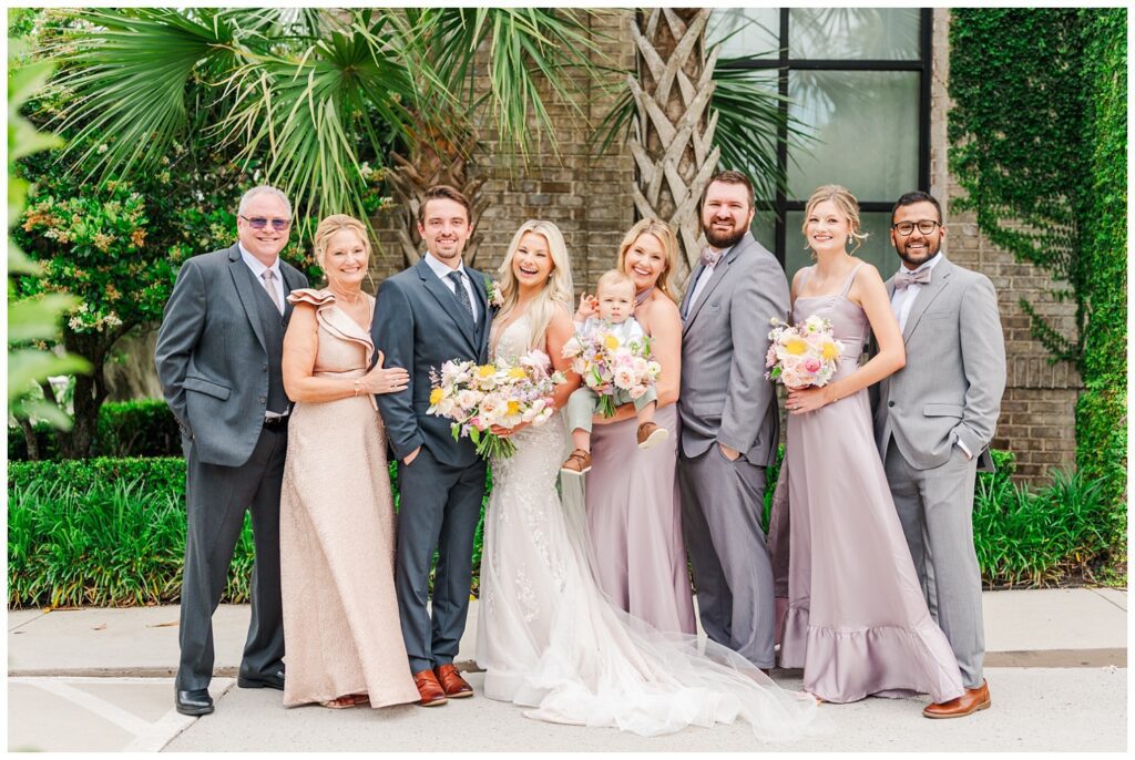 family portraits before the ceremony at Wrightsville Manor