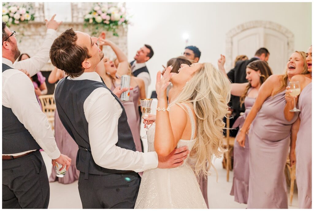 wedding guests dancing at Wilmington reception