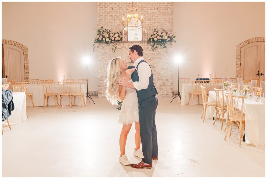 bride and groom having a private last dance before the end of the night 