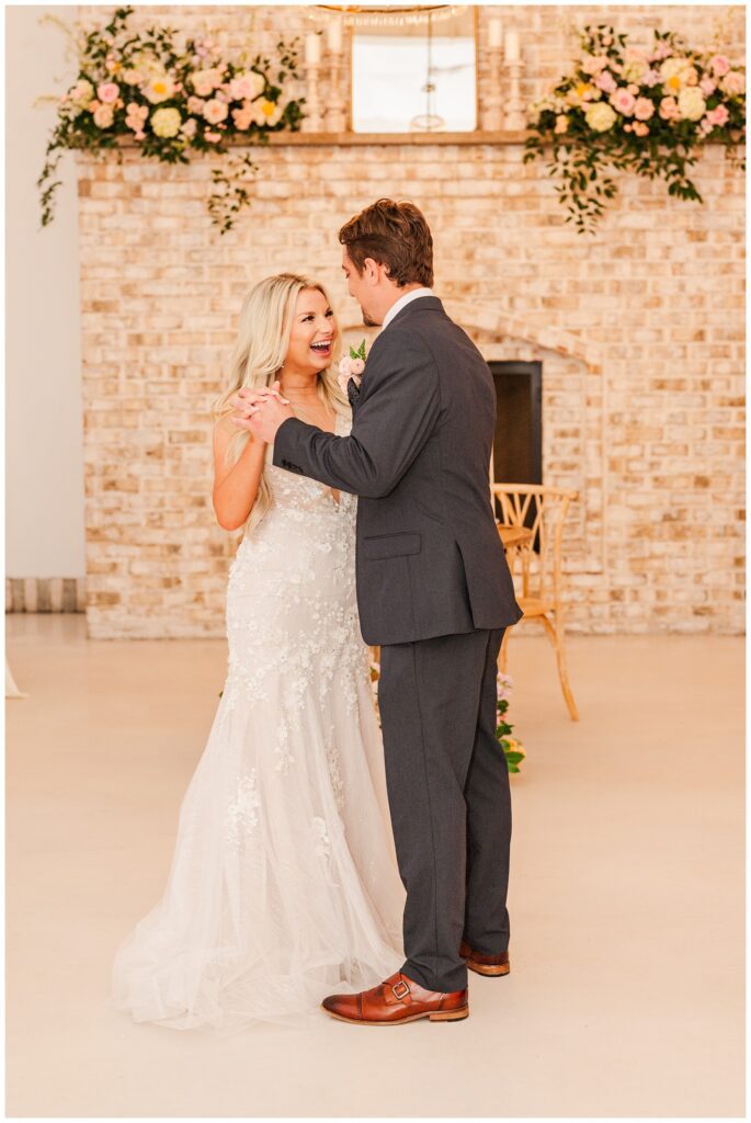 bride and groom having first dance at wedding reception in Wilmington