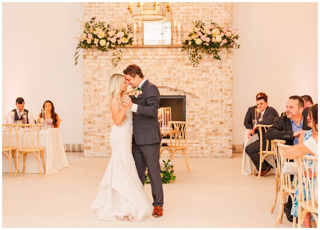 bride and groom having first dance at wedding reception in Wilmington