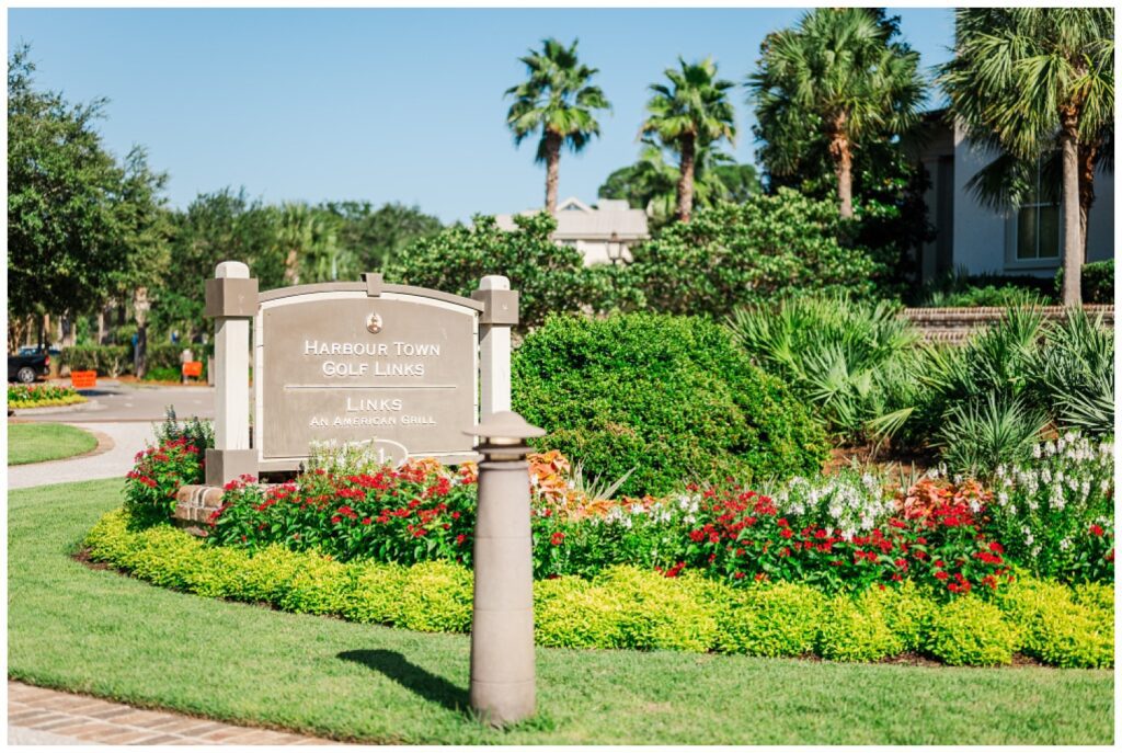 front entrance sign to Sea Pines wedding venue in Hilton Head