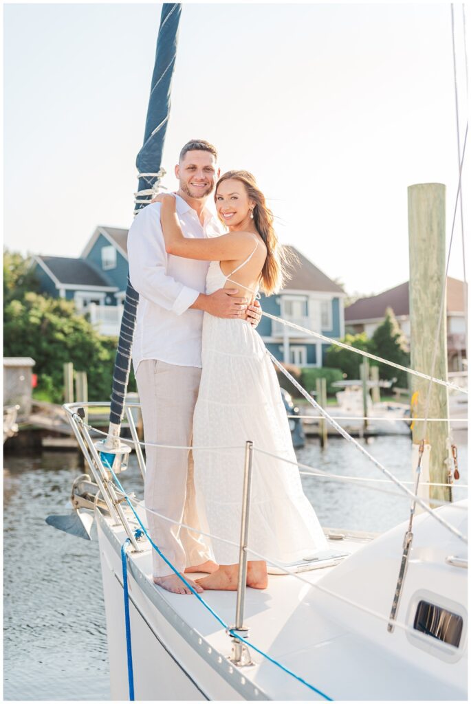 sailboat engagement session in Carolina Beach