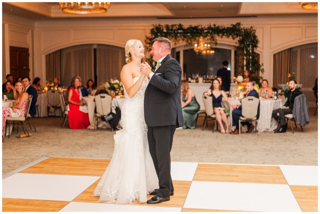 bride dancing with her dad during wedding reception in Hilton Head