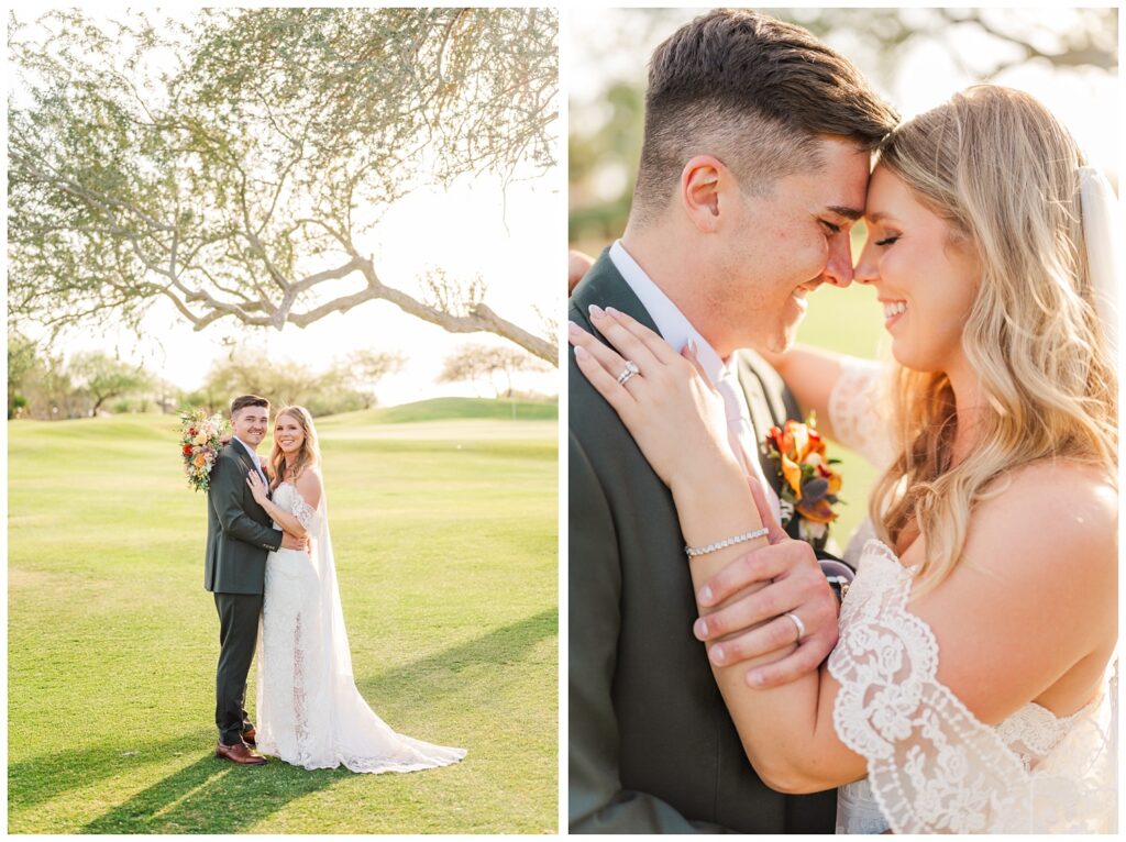 wedding couple portraits on the golf course at Gold Canyon, Arizona venue