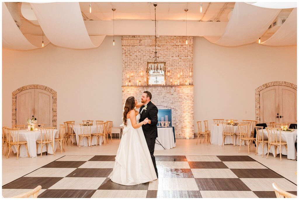 bride and groom have their private last dance together at Wrightsville Manor reception venue